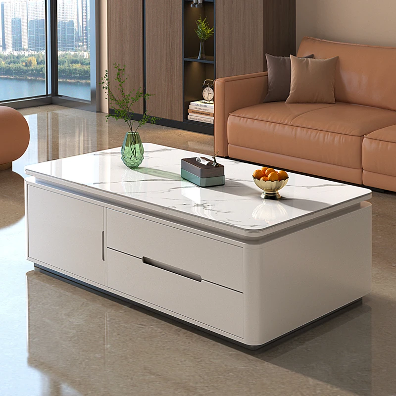 

Solid wood coffee table TV combination 5 new light luxury high-end small apartment living room household rock slab coffee table