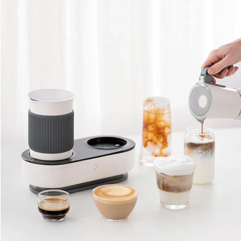 220V Elektrische Espresso Maschine Hause Automatische Milch Aufschäumen Integrierte Kleine Kapsel Maschine Moka Topf Latte Cappuccino 1300W