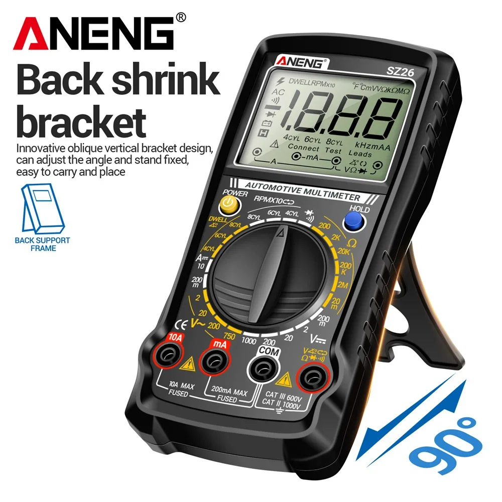 ANENG SZ26 Multitester زاوية مغلقة قياس إصلاح السيارات المتعدد سرعة ديود متر أوم مقياس التيار الكهربائي 1999 عدد أدوات اختبار السيارات
