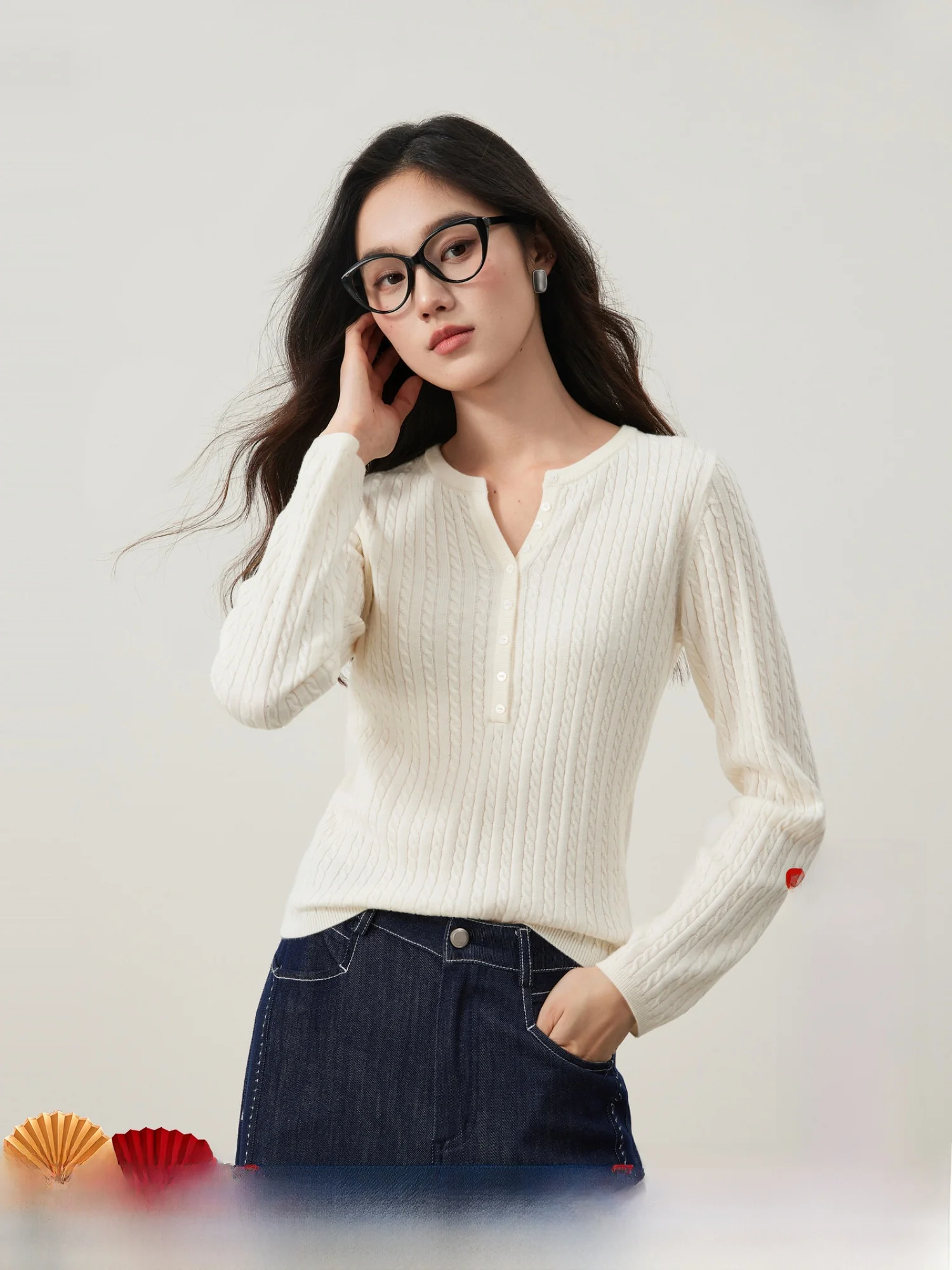 

Ретро-свитер из шерстяного трикотажа для женщин, ранняя весна, с воротником-стойкой, универсальный вязаный топ, мягкий акриловый трикотаж, длинный рукав