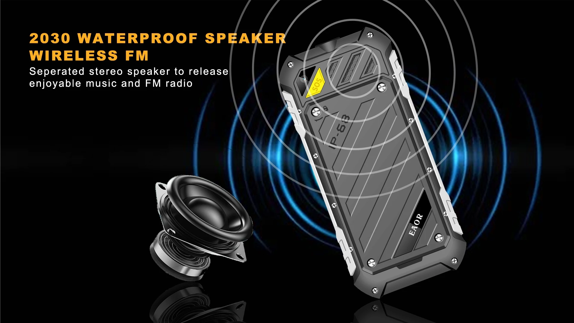 EAOR 4G Feature Keypad Phone Waterproof Rugged 4500mAh Power Bank High Brightness Torch Volume Side Key SOS One Click Dialing