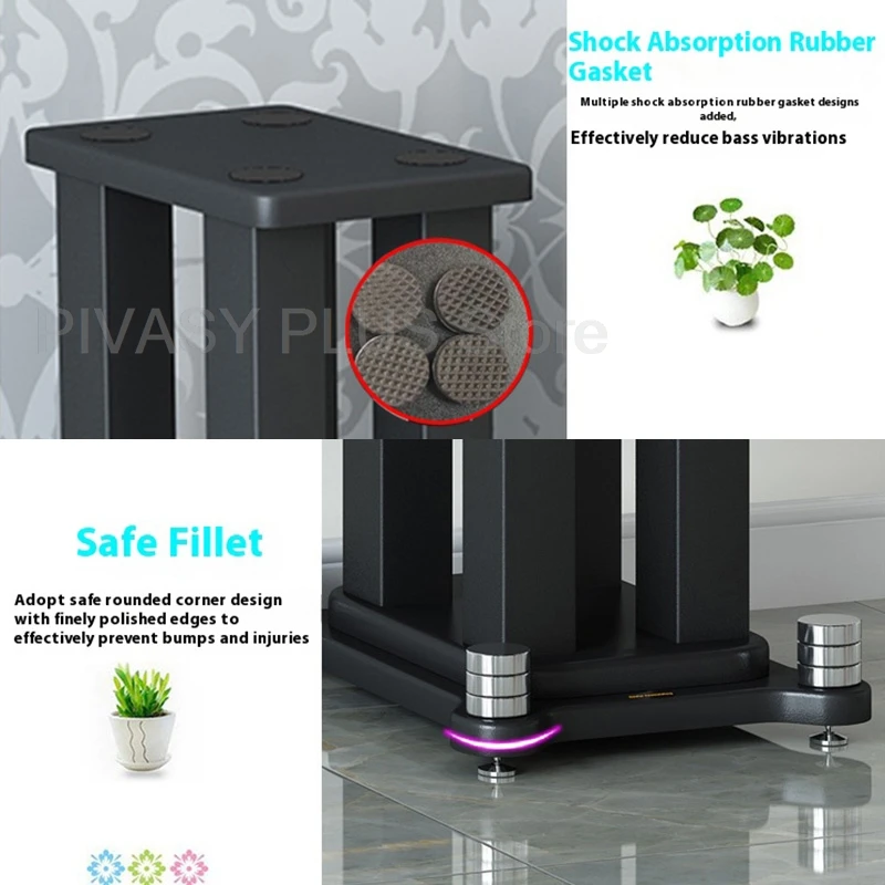 20-80cm Speaker Stand 5x5CM Steel Frame Audio Stand Round Base Safe Speaker Shelf For Bookshelf Satellite Surround Sound System