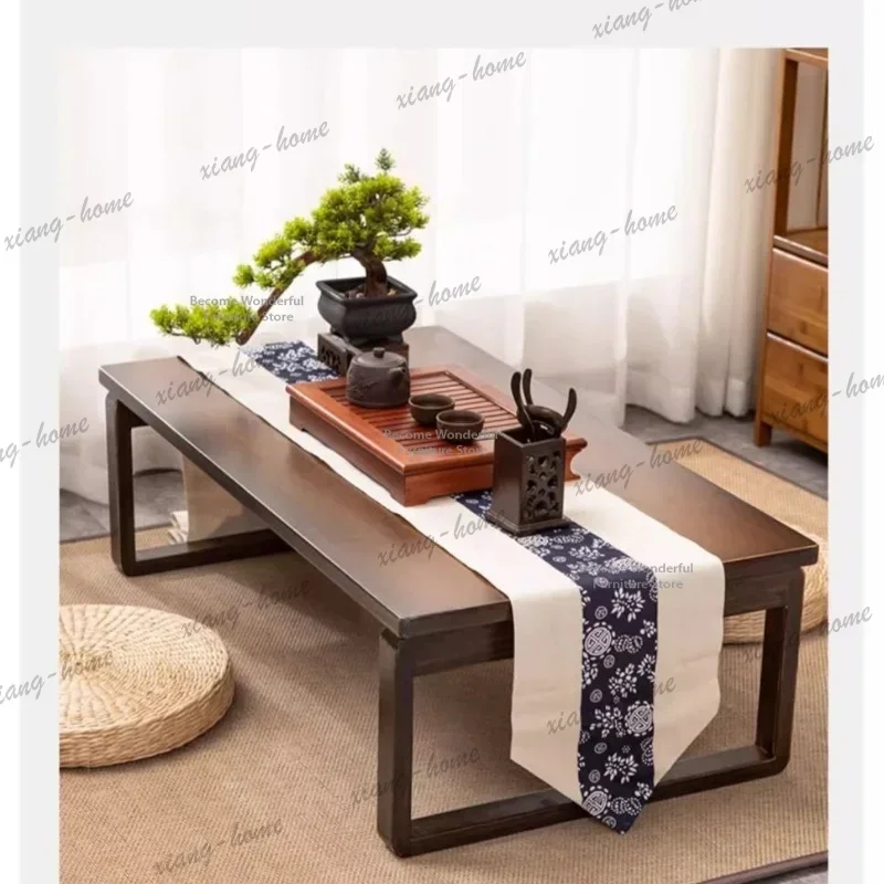 LJY Windowsill Tea Tatami Tea Table Homestay Retro Living Room Bedroom Tatami Tea Table Low BAMBOO Furniture Meja Teh Tatami MH4
