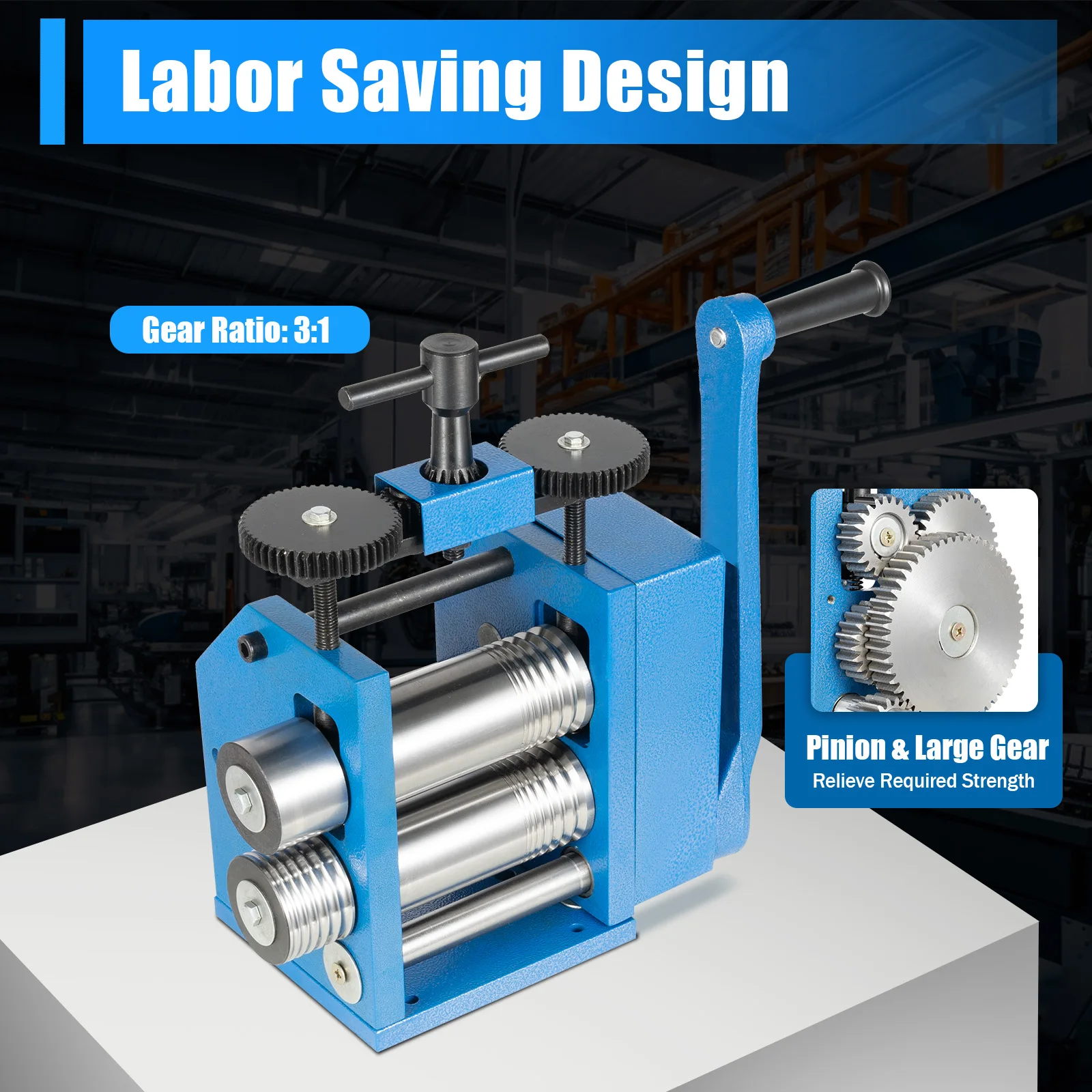 

Adjustable Jewelry Rolling Mill Machine, 3-in-1 Gear Ratio 1:6 DIY Jewelry Making Tool, 0.001-0.26in Thickness Range