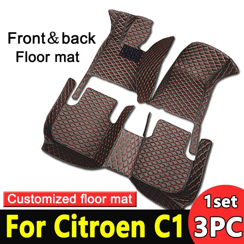 

Car Floor Mats For Citroen C1 Peugeot 108 Toyota Aygo 2015~2022 Waterproof Carpets Leather Mat Pad Durable Rugs Car Accessories