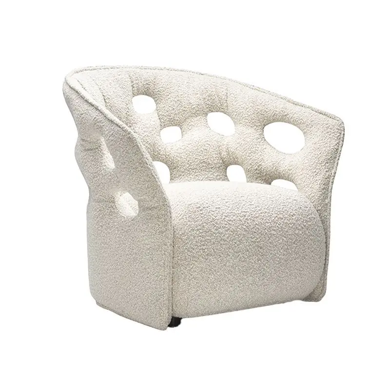 

Retro light French caramel flannel sofa Nordic medieval rotating single buckle chair