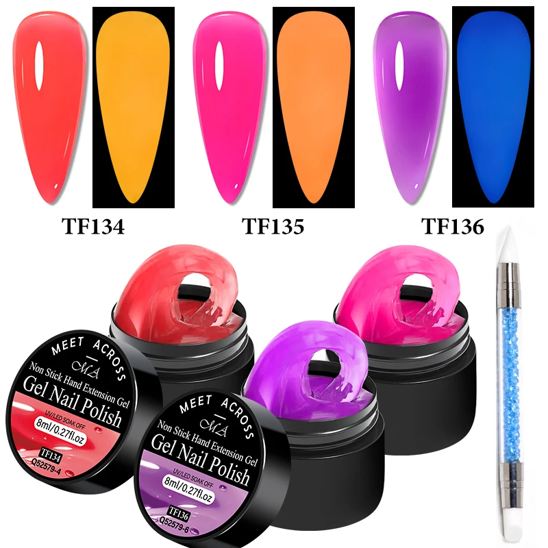 4/5/6 Stück leuchtendes, antihaftbeschichtetes Handverlängerungs-Gel-Nagellack-Set, 3D-Formung/Bildhauerei/Schnitzerei, UV/LED-Gel, fluoreszierendes Neon-Hartgel