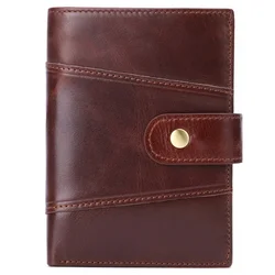 Man Wallets Bag Purse Fold Anti Theft Business Card Holder Pocket ID Bag Vertical Vintage Genuine Leather Wallet Men