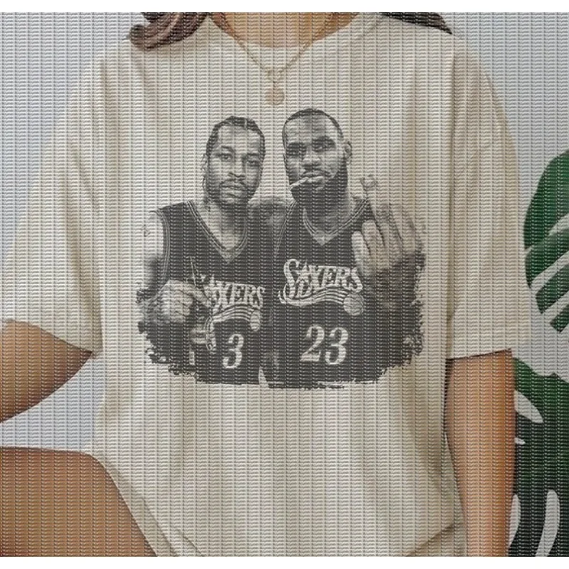 Retro Washed Vintage Portrait Printed Short Sleeved T-shirt, American Hip-hop Loose Oversized Basketball Trendy Half Sleeved Top