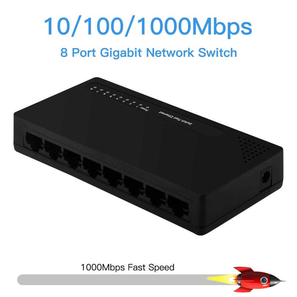 8 Ports 1000M Ethernet Switch Desktop Gigabit Network Switch Adapter Fast RJ45 Port Ethernet Splitter