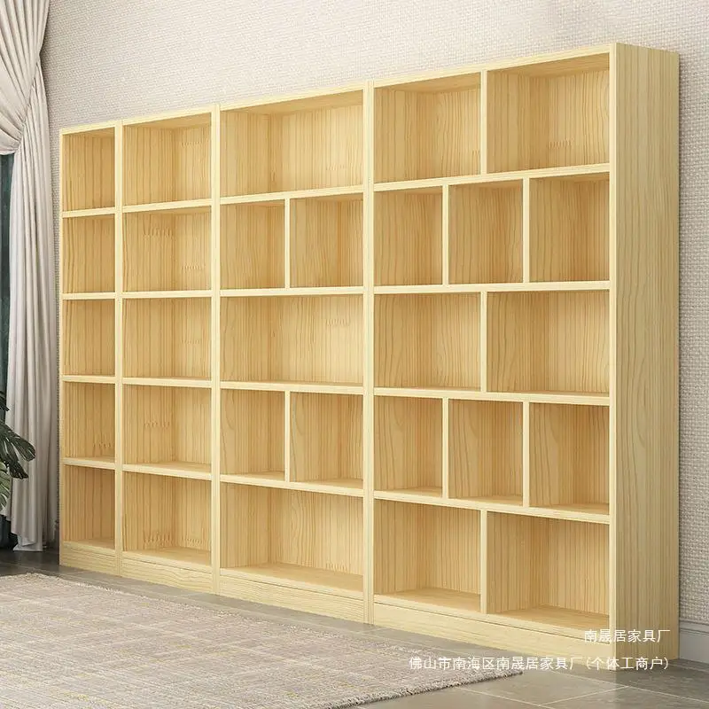 رف خزانة كتب منزلية من الأرض إلى السقف، باب الأطفال، غرفة معيشة من خشب الصنوبر، تخزين المكتبة