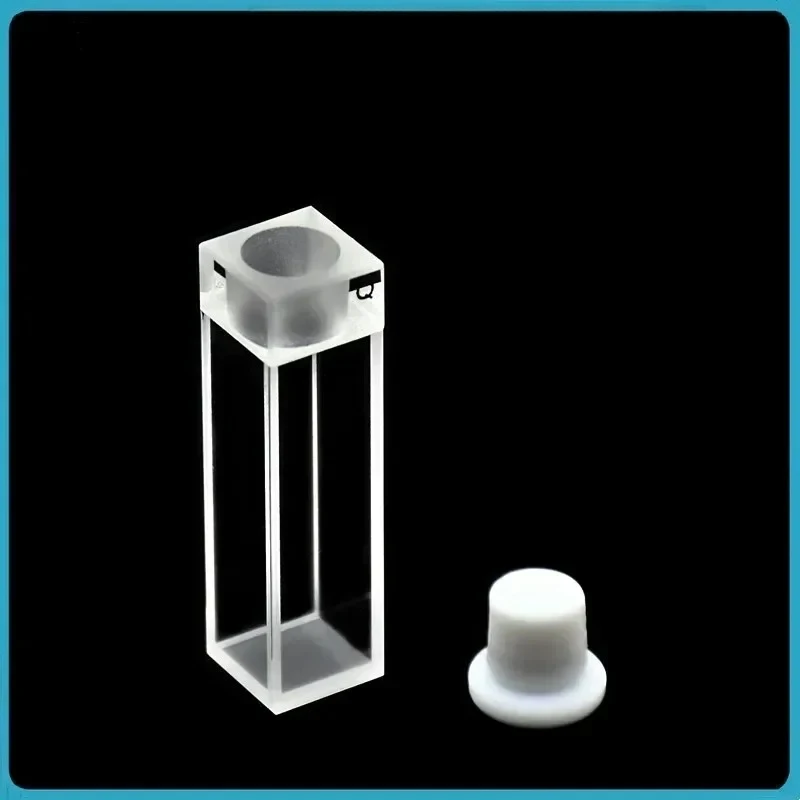 Loook Store 1/PK Quartz Fluorescence Cuvette 10mm PTFE Stopper High Sealing Four-sided Transparent Lab Spectroscopy Test Cells
