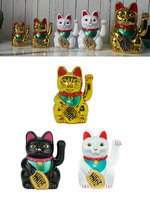 5inch Lucky Cat Welcoming Chinese Lucky Cats Statue Waving Hand Beckoning Fortune Cat Figurines For Household DIY Decoration
