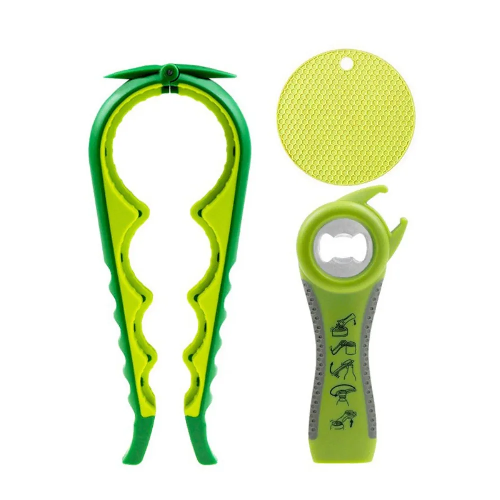 3Pcs/Set Easy To Use 5 in 1 Jar Opener Set Non-slip Universal Bottle Opener Labor-saving Can Lid Remover Weak Hands