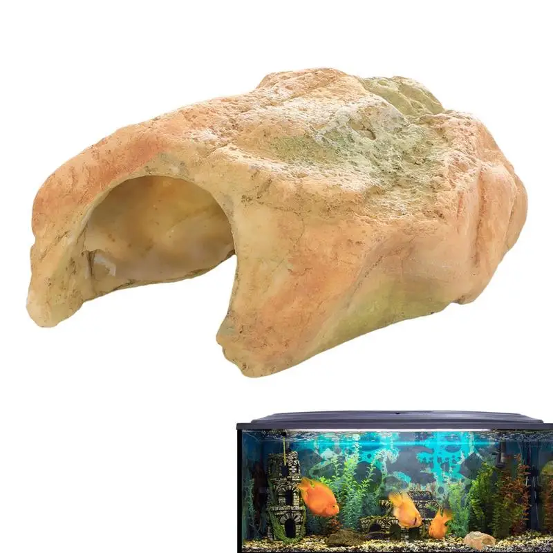 Fish Hiding Cave Turtle Reptile Basking Hide Aquarium Decoration Fish Shrimp Shelter Hidding Cave Fish Tank Landscaping