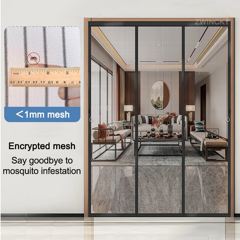 شبكة ناموسية لشاشة الباب المغناطيسية، مقاسات متعددة، ستارة صيفية مضادة للحشرات، ستارة إغلاق تلقائية تنطبق على الأبواب الزجاجية #3