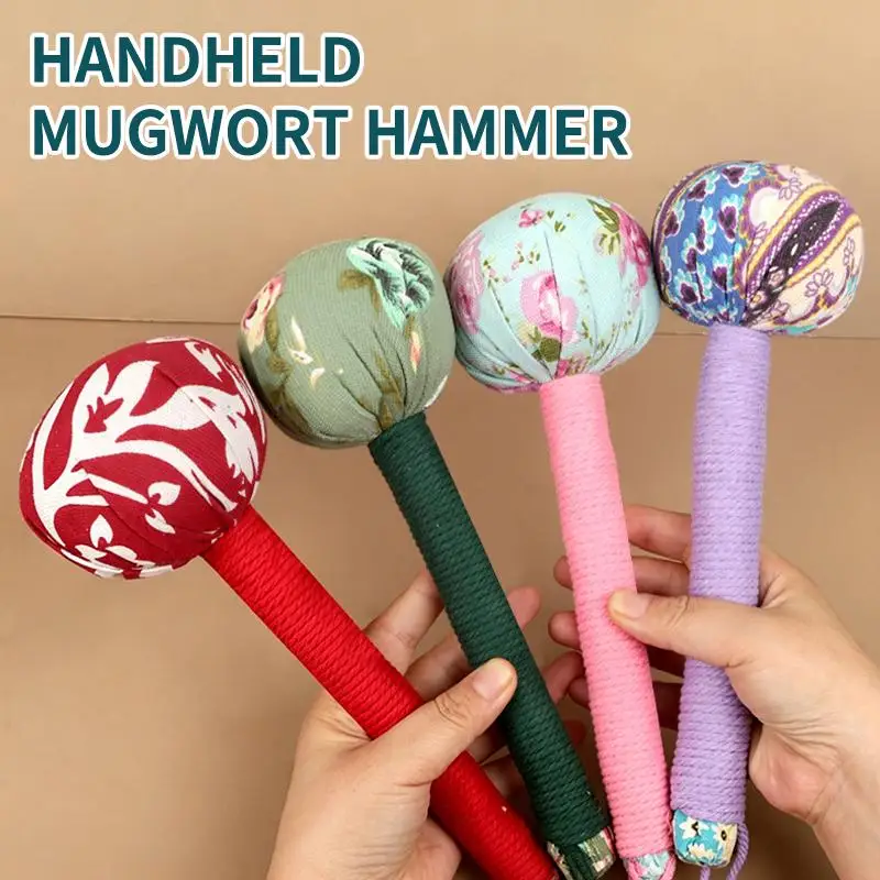 

Handled Massage Hammer Long Herbal Mugwort For Lymphatic Drainage Manual Back Massager For Shoulder Neck Muscle Pain Relief