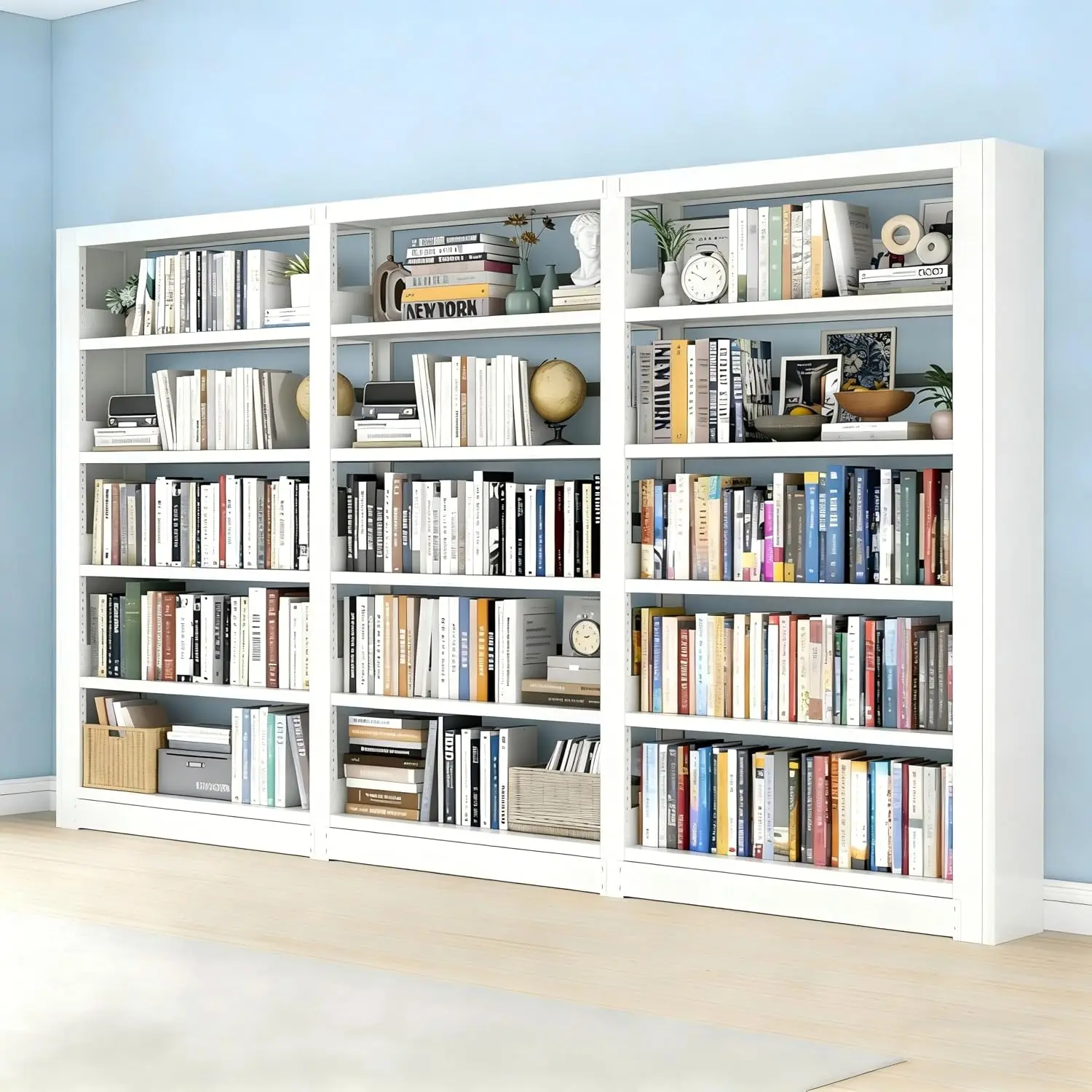 Heavy Duty Metal Bookshelf 5-Tier Adjustable Shelves Large Storage Living Room Office Library 69