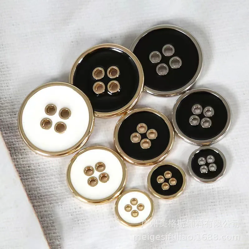 

Metal Enamel Four-hole Buttons Alloy Hand Sew Fasteners Coat Windbreaker Cuff Garment Accessories