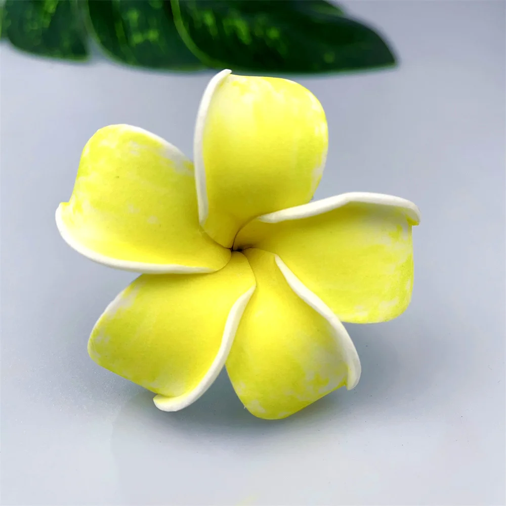 Foam Plumeria Flower Hair Pick, Ear Flower Style, Tropical Hula Frangipani, Acessórios para cabelo de casamento, Atacado, 120Pcs