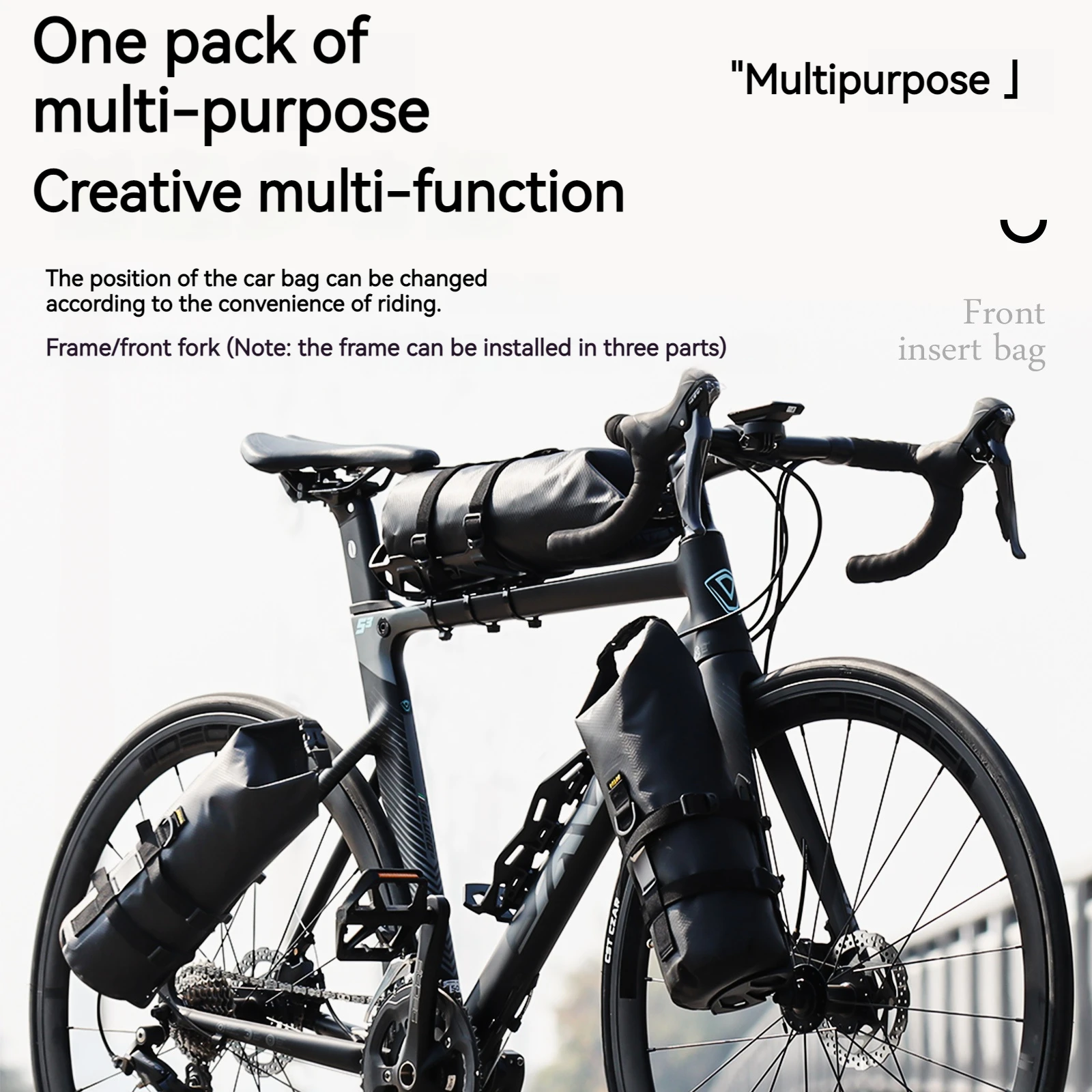 ENLEE Bicycle Multifunctional Front Fork Bag Outdoor Waterproof Bag 5L Capacity Road Mountain Bike Long-Distance Travel Bag