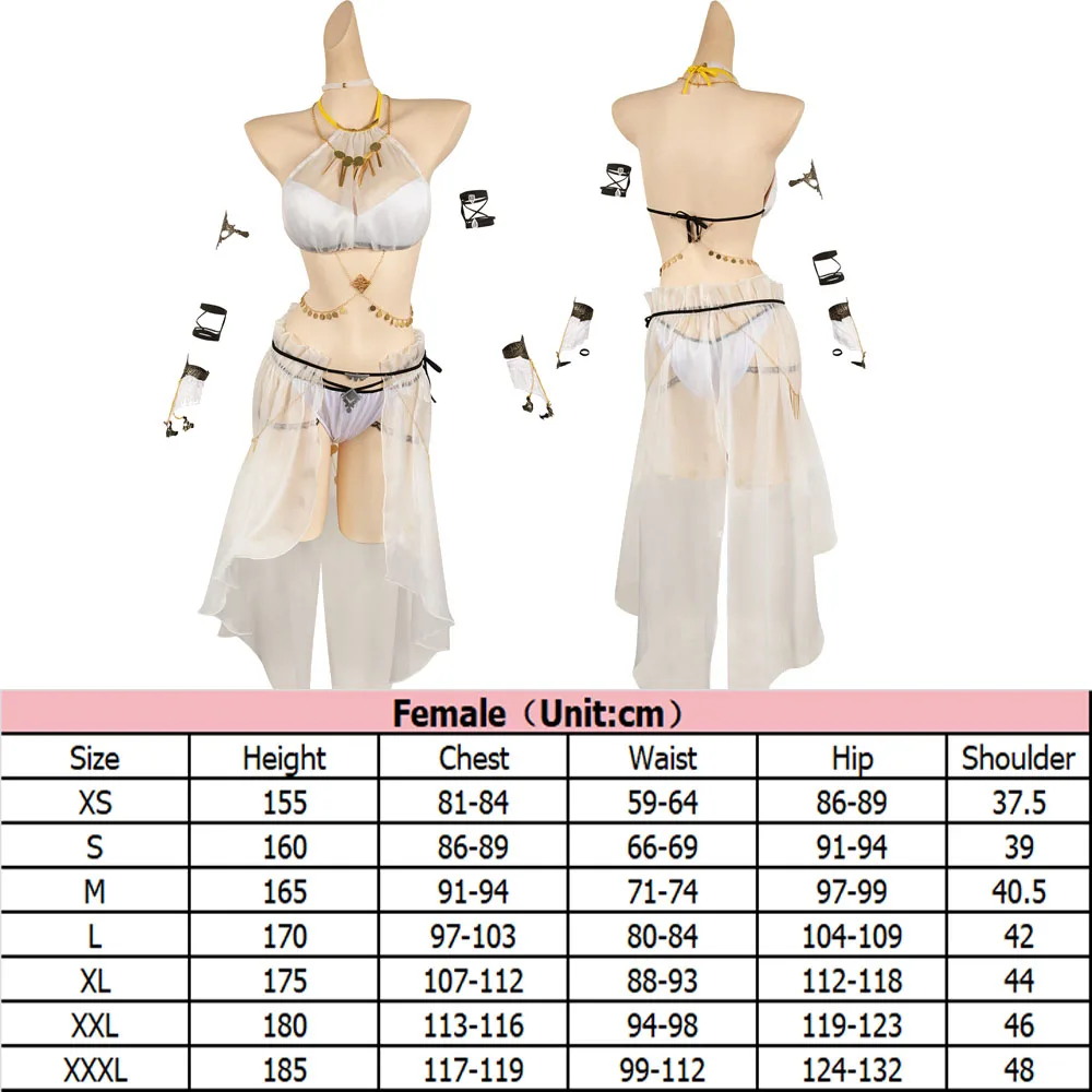 女性のためのファンタジー水着,白いガーゼのビキニ,ハロウィーンのカーニバルの衣装,最終的なコスプレ