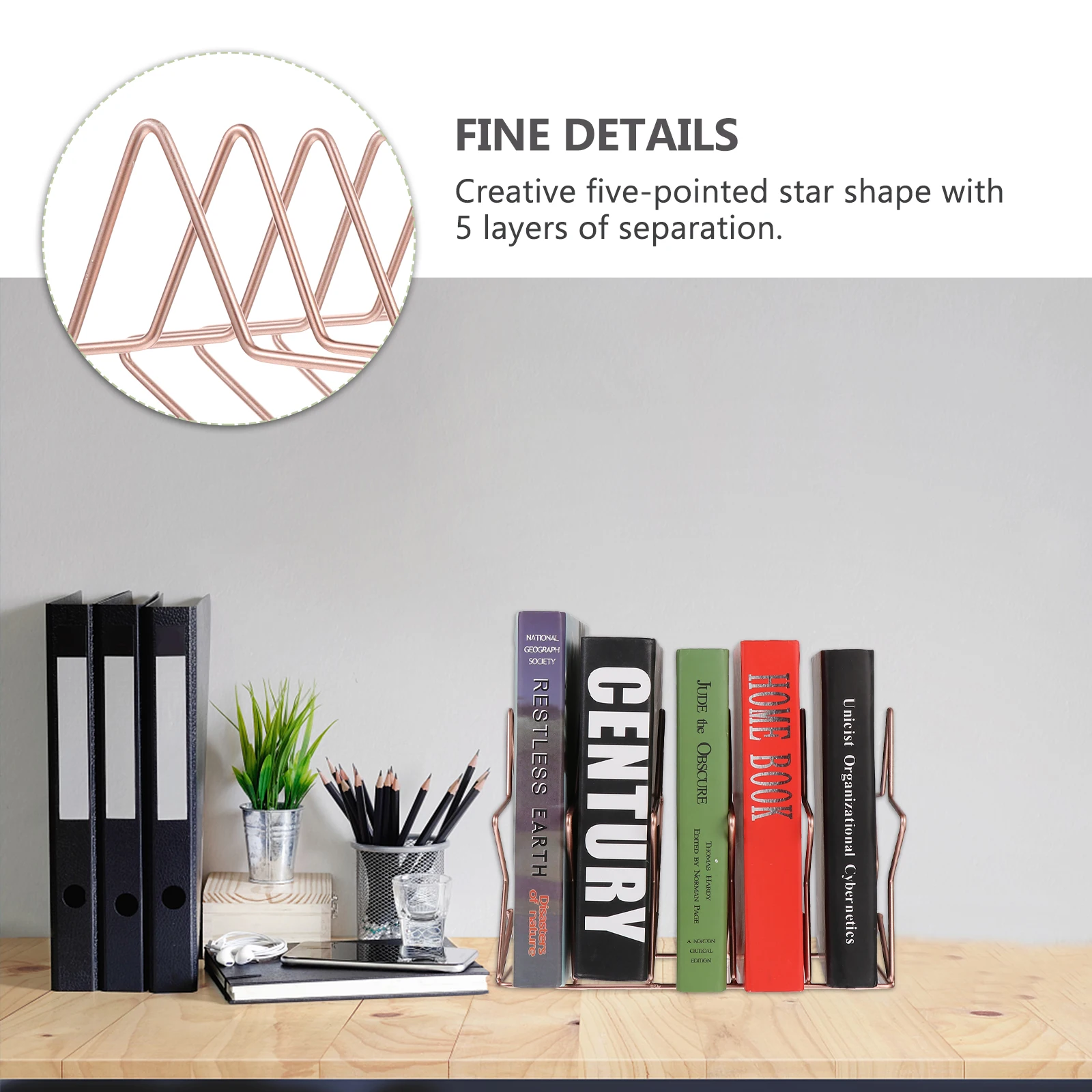 

1PC Metal Five Pointed Star nament Iron Book Rack Desktop Storage ganizer Office Decor Bookshelf Display Rack Iron