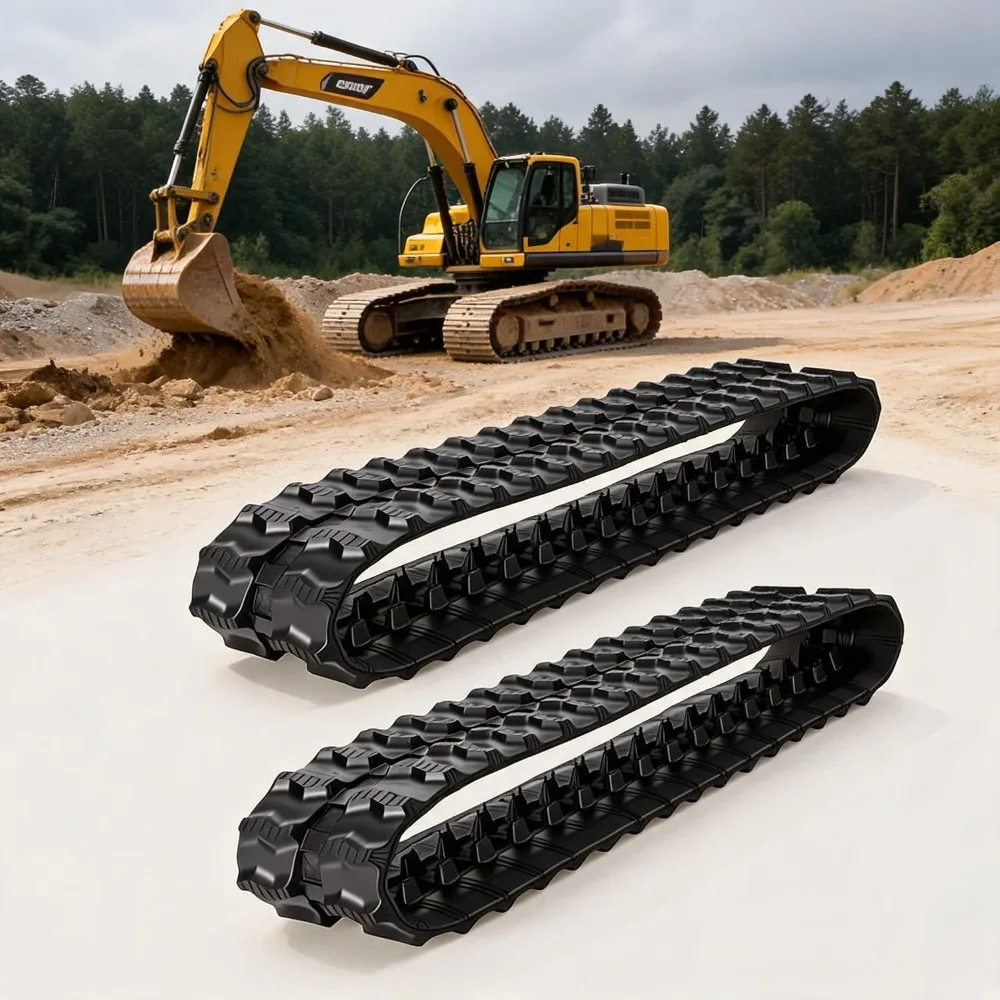 2PCS/SET Anti-Slip Deep footprint Heavy-Duty Steel Cord All-Terrain Replacement Set, Anti-Derail, for Mini Excavators & Track Loaders 180/60/35
