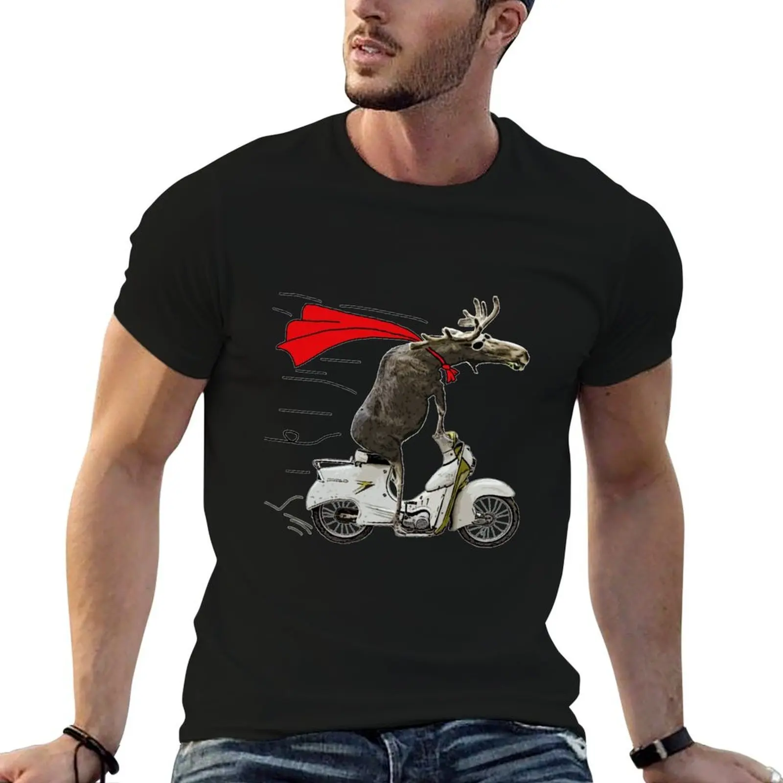 

moped moose T-Shirt men t shirt cotton 100% t shirt man designer t shirt for man 100 percent cotton T-Shirt