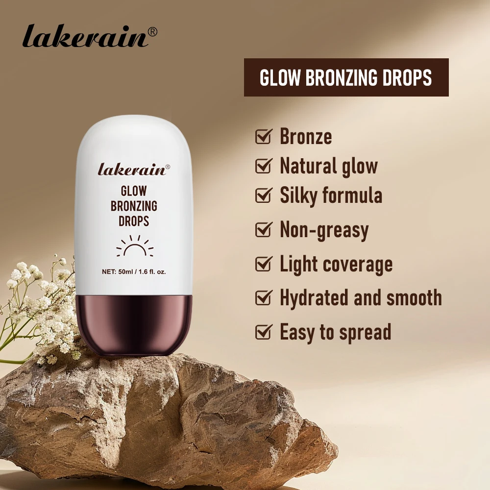 4-Shades Glow Bronzing Drops Blendable Liquid Bronzer Shimmer Facial Illuminator Sun-Kissed Tan Custom Face Contour Highlight Makeup Cosmetic