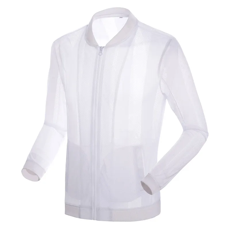 Roupa ultra fina de protetor solar respirável masculina, sunwear malha verão, roupa de pesca ao ar livre, tops vazados
