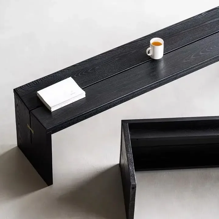 White wax wood, quiet wind, black bench, homestay bedroom, bedside bench, bed end stool, bow tie, shoe changing stool