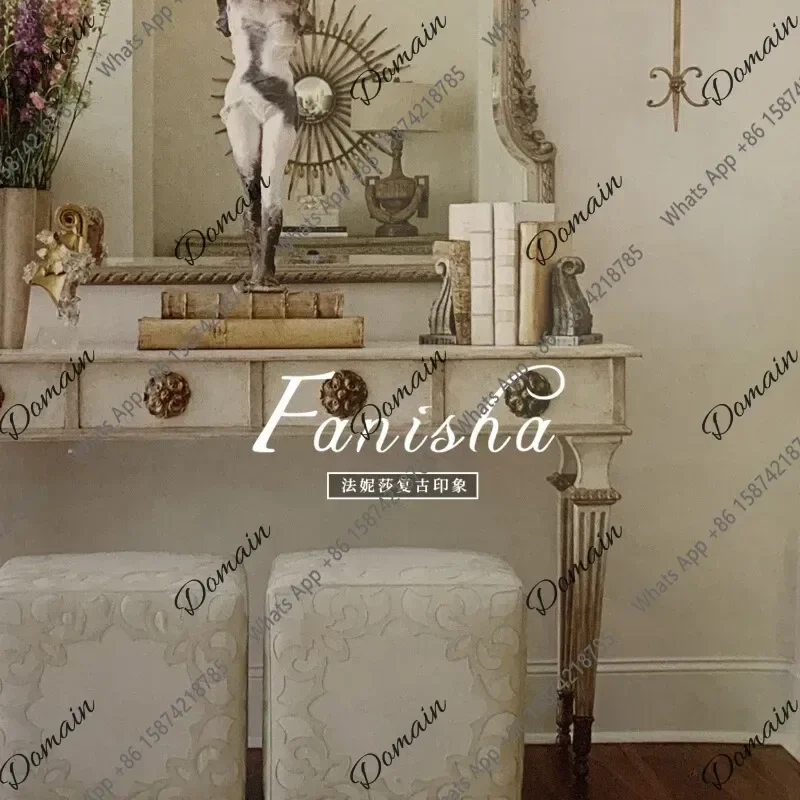 40 N French Rural Retro Solid Wood Entrance Table Old Craftsmanship Entry Desk Living Room Wall Decoration Side Table Entrance D