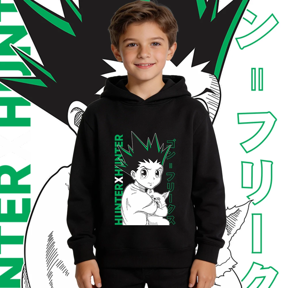 Hunter x Hunter Gon Print Anime Kids Boys Girls Fleece Hoodie Sweatshirt Casual Pullover Warm Autumn Winter Clothes