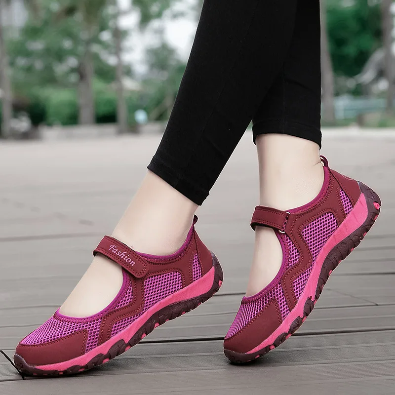 Summer women Large size shoes 2022 hollow mesh soft sole casual shoes non slip flat shoes light sneakers women Zapatos De Mujer