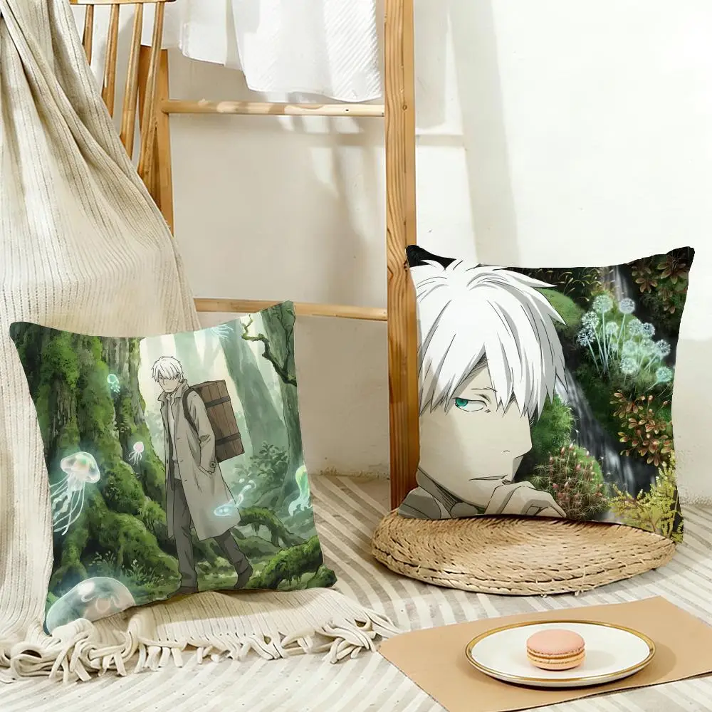 Mystical Japan Anime Casual M-Mushishi Cushion Cover Washable Faux Linen for Daily Use Sofa Home Room lightweight Decor view 3