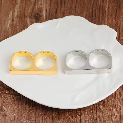 Hiphop New Alloy Ring Black Gold Silver Men Ring Titanium Silver Color Double Finger Brass Knuckles Rings Jewelry Gifts