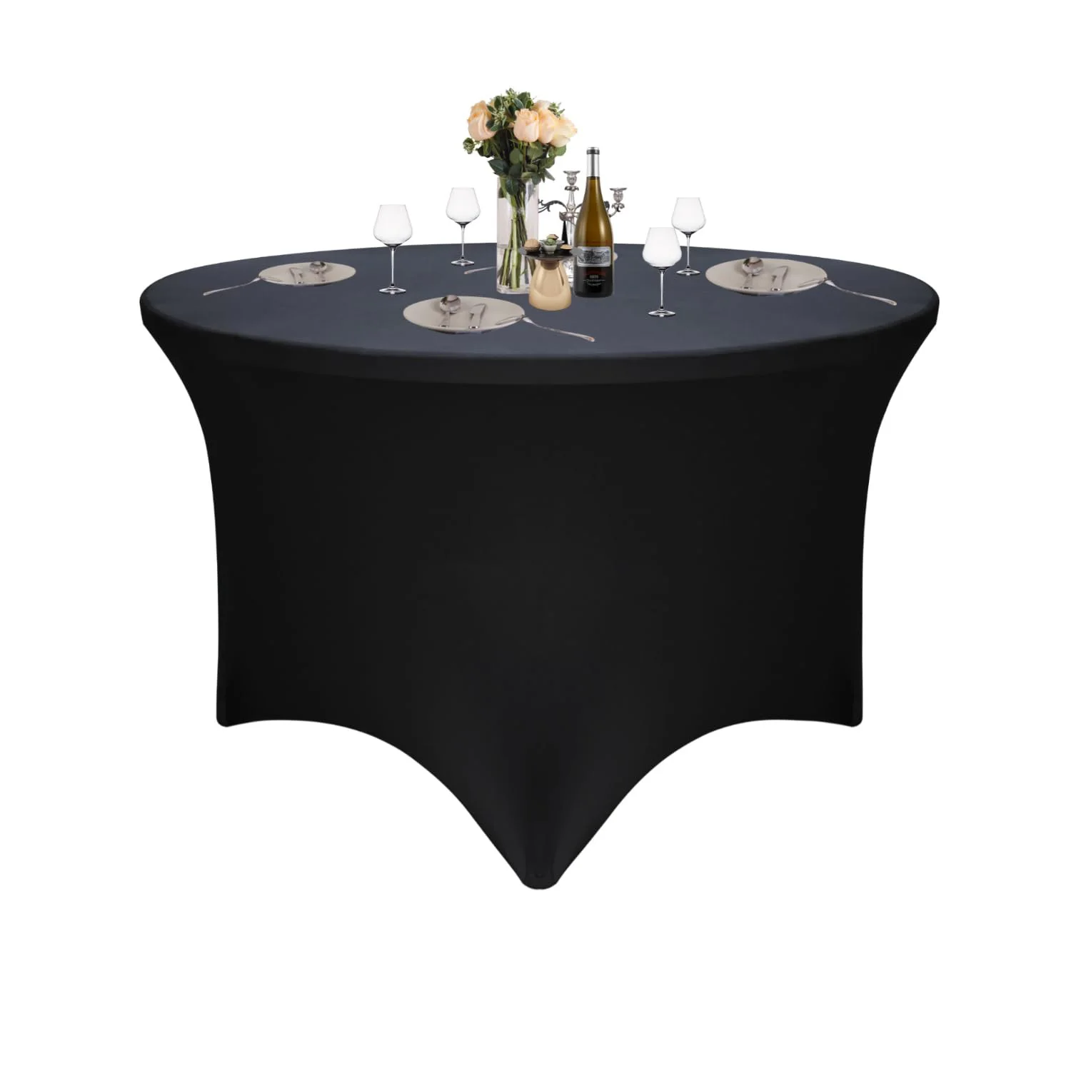 

Thick Round Spandex Tablecloth for Round Tables, Fitted Stretch Tablecloth with Foot Bag for Party,Wedding Banquet,Vendor Stand