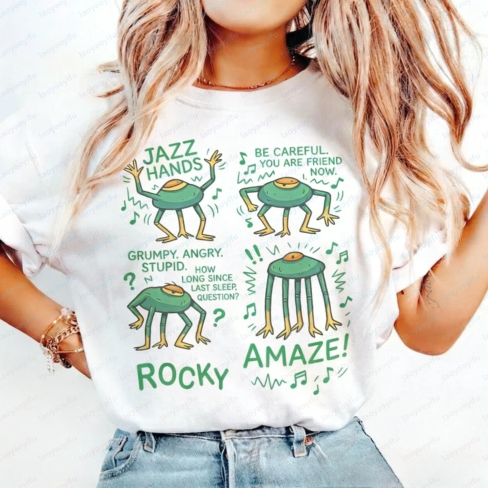 Funny Rocky AMAZE Jazz Hands Project Hail Mary Unisex T-shirt Gothic Vintage Clothes Graphic T Shirts Y2k High Quality Cotton