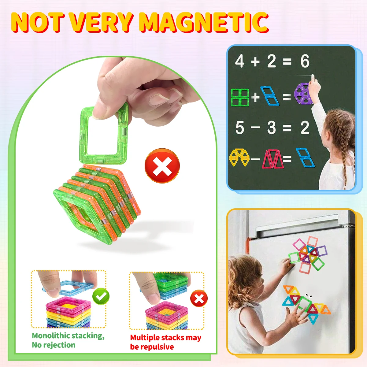 مجموعة بناء مصممة لبنات البناء المغناطيسية لعمر 3 سنوات فما فوق للأطفال والأولاد والبنات كتل مغناطيسية 40 قطعة مع صندوق حديد