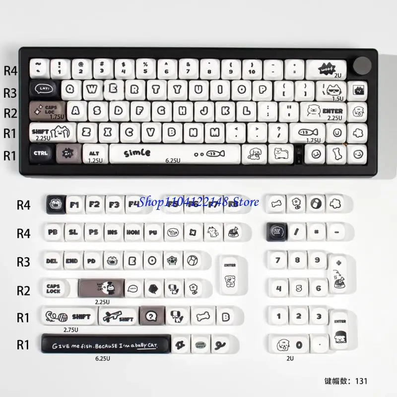 

P9FA Cats Puppies Theme Keycaps MOA Profile Dyes Sublimation PBT for Mechanical Keyboards
