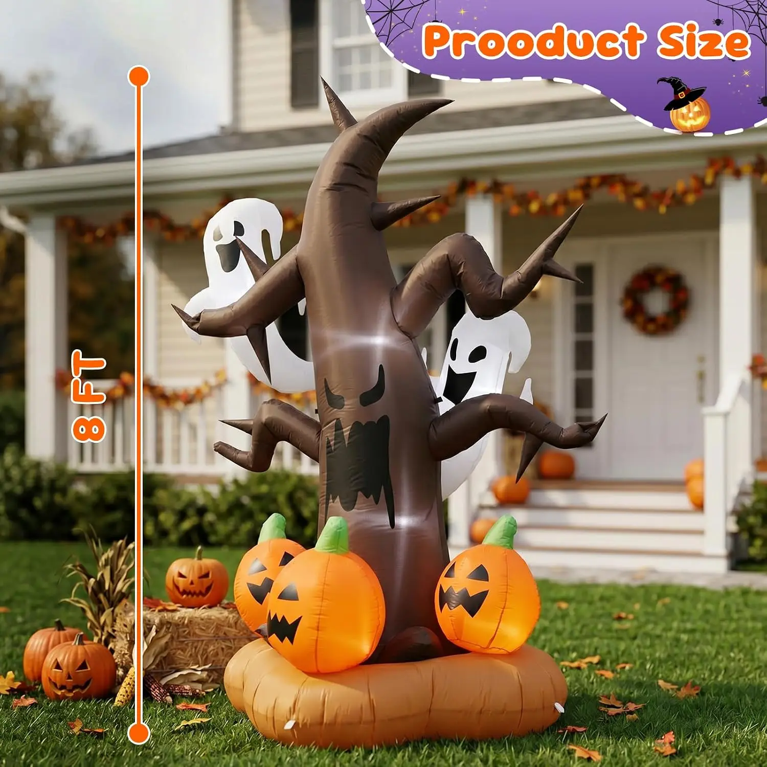 8ft Halloween Horror Tree Inflatable Decoration | Halloween yard inflatable decoration,horror ghost and pumpkin giant party deco