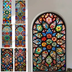 European Style Retro Church Stained Glass Film Frosted Privacy Window Film Home Decor Self - Adhesive Glass Stickers