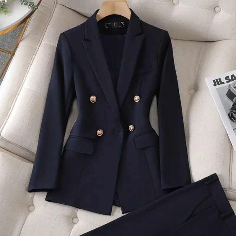 2024 Spring and Autumn Korean Edition New Solid Color Women's Set Temperament Casual Work Wear Small Suit Two Piece Set