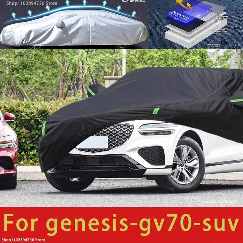 

For Genesis GV70 Fit Outdoor Protection Full Car Covers Snow Cover Sunshade Waterproof Dustproof Exterior black car cover