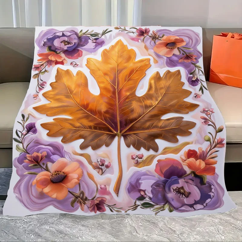 

Flannel Blanket-Soft Lightweight All-season Autumn Leaf and Floral Print Baby Blanket Soft Cozy for Kids