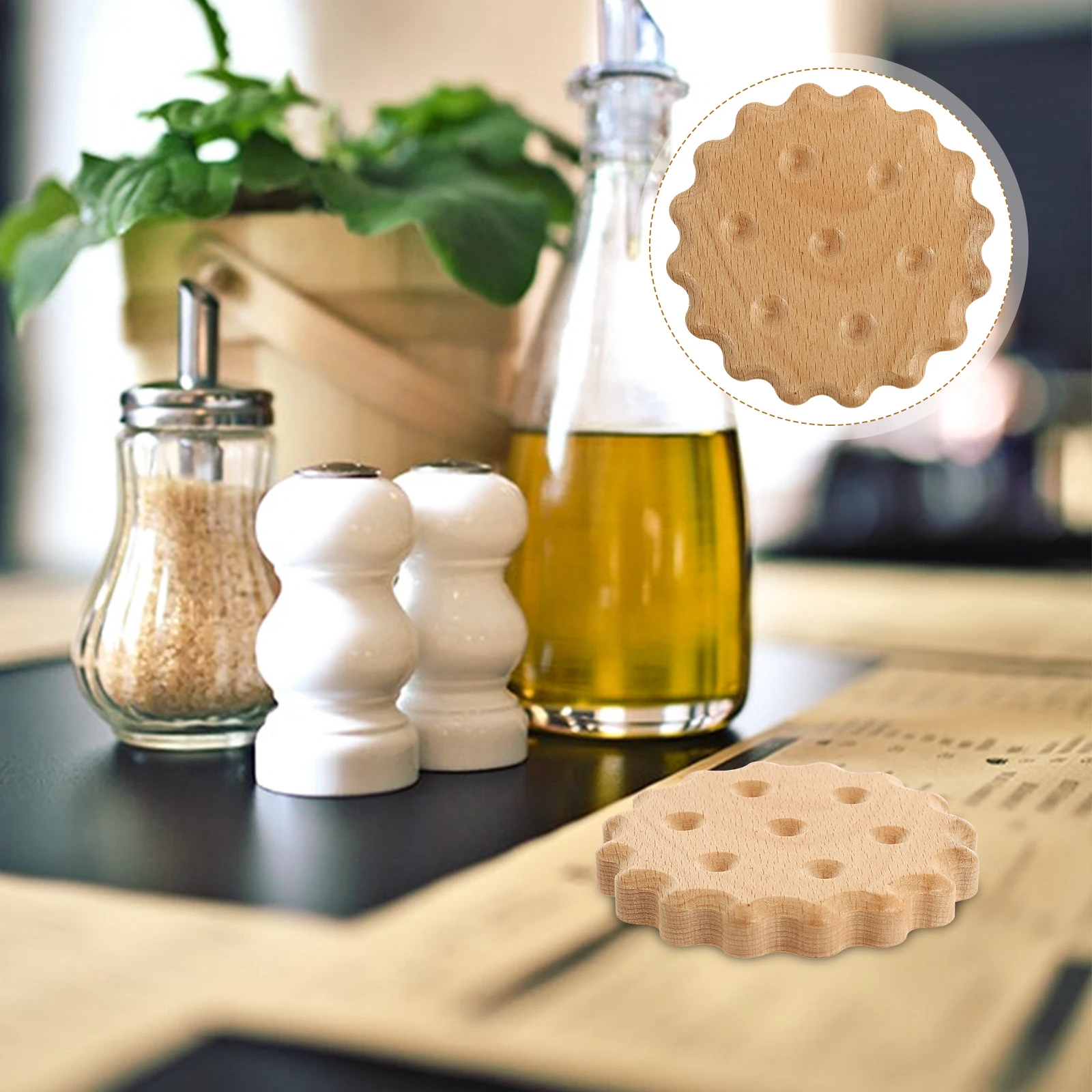 

1pc Creative Biscuit Shape Solid Wood Coaster Heat Insulation Cup Mat Home Decorative Desktop Holder Coffee Tea Cups Non-Slip