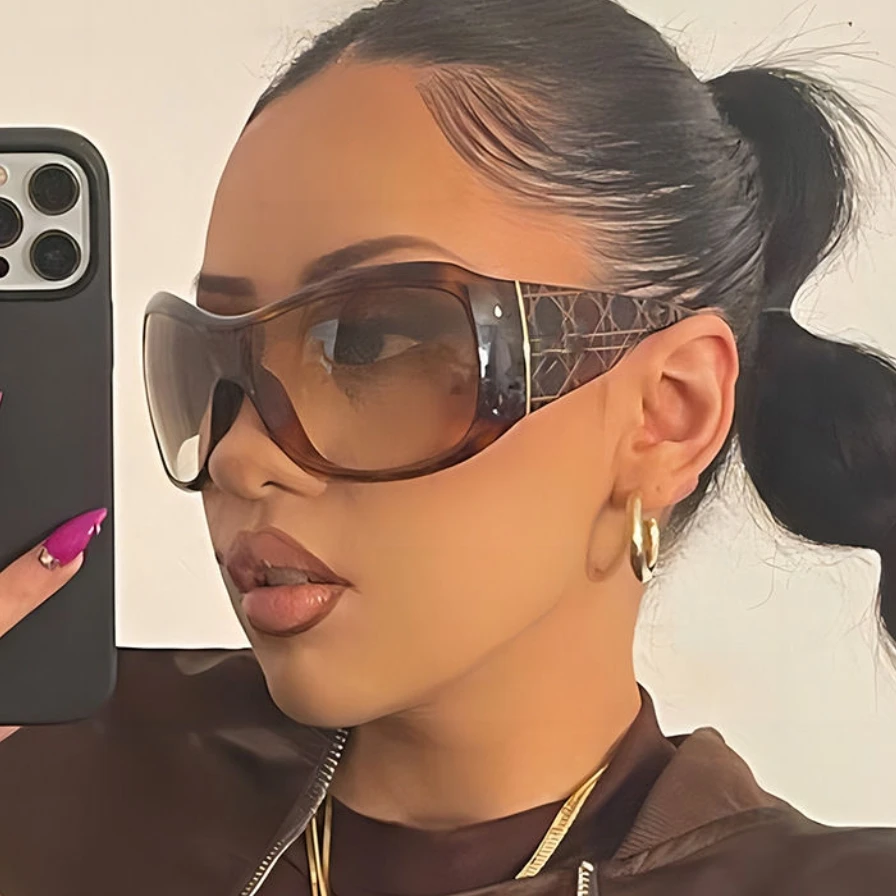 

One piece Oversized Y2K Sunglasses for Women Men Vintage Square Shield Gradient Hip Hop Sun Glasses Female Sexy Driving Shades