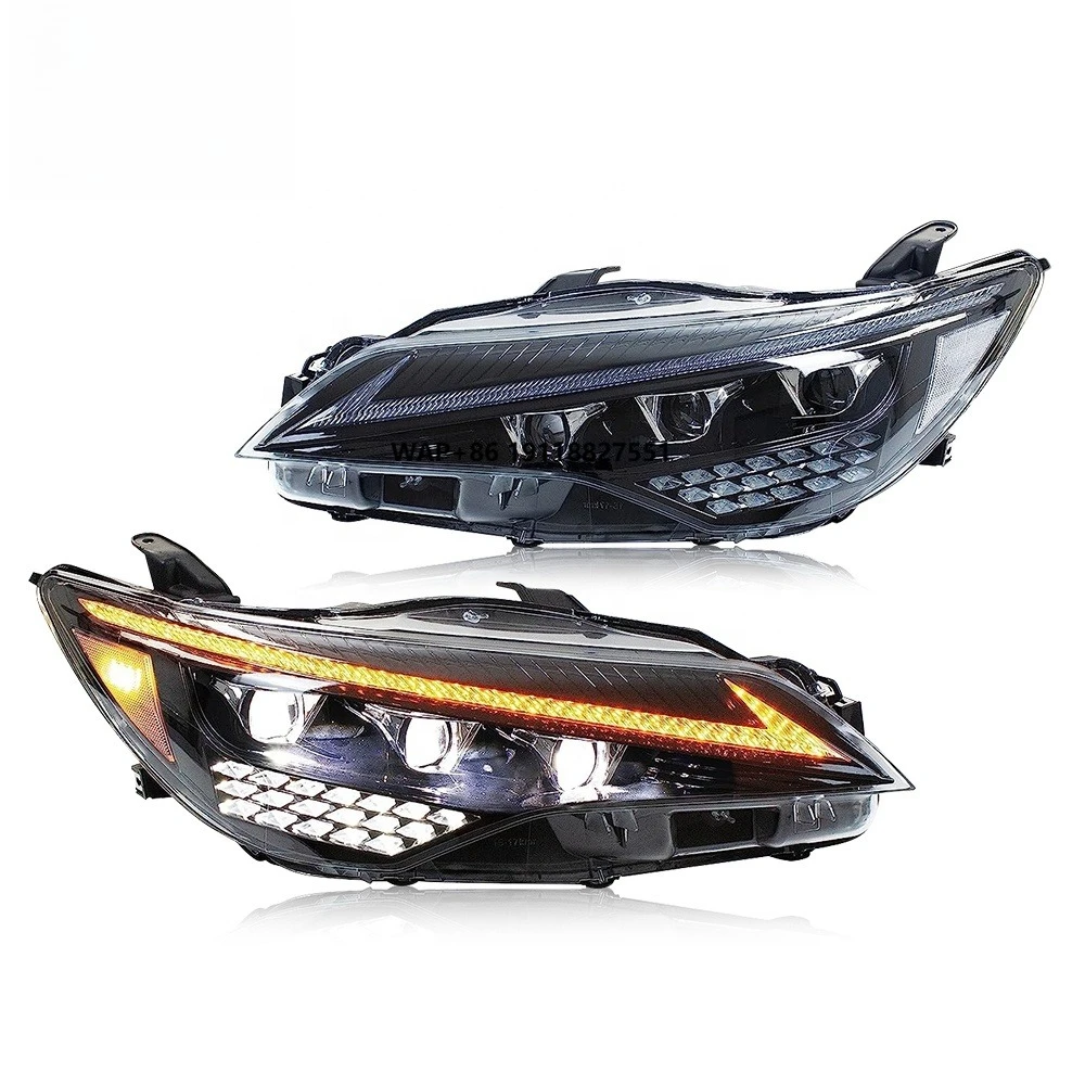 TT-ABC Triple Beam LED Headlamps for 2015-2017  Camry 7th Gen LE SE Projector Front Lamps Assembly