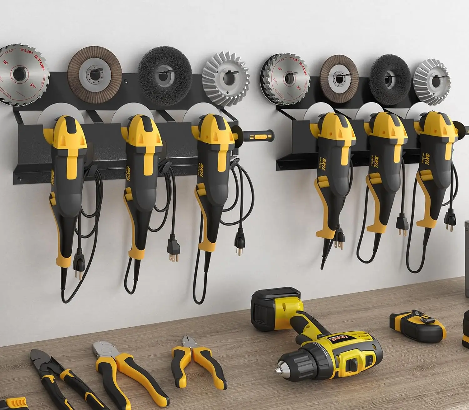 

Держатель для угловой шлифмашины и подставка для инструментов, настенная стойка на 6 секций для инструментов Milwaukee/Dewalt, решение для хранения в гараже
